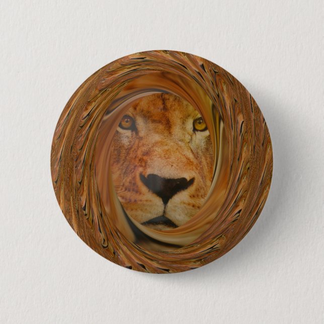 Macaron Rond 5 Cm Lion Abstrait Safari Art (Devant)
