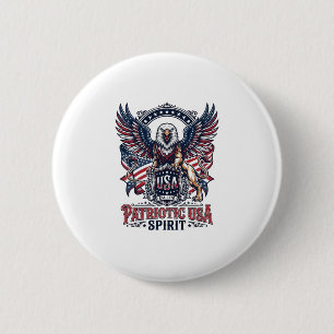 Macaron Rond 5 Cm Lion Aigle Patriotique Hybride Animal Gardien Patr