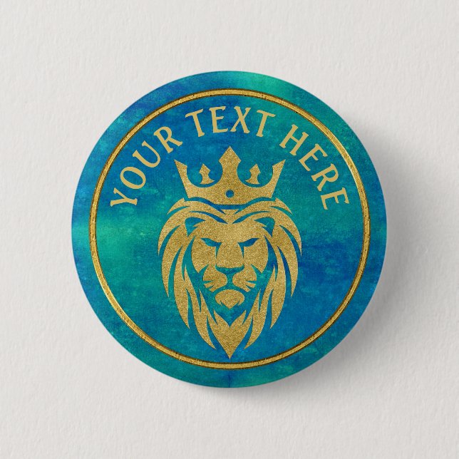 Macaron Rond 5 Cm Lion Avec Couronne - Style Or 3 (Devant)
