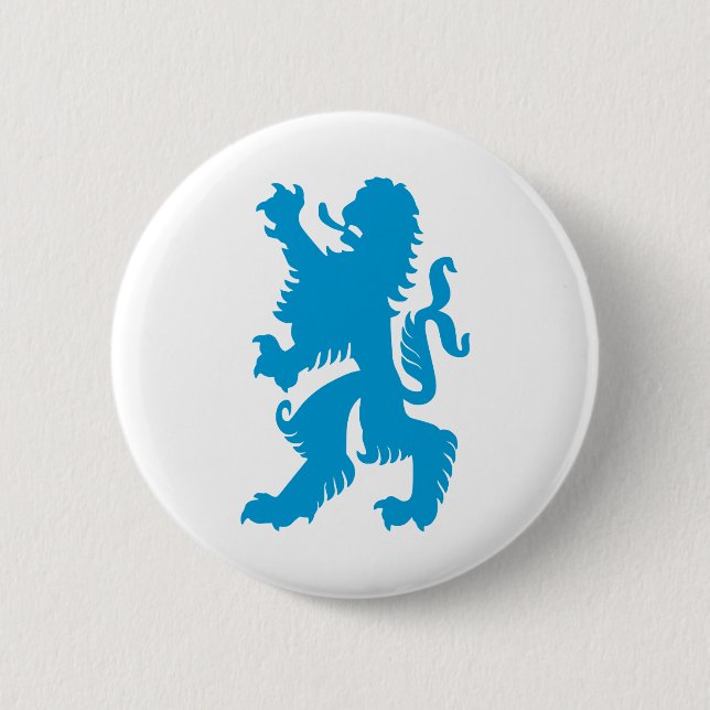 Macaron Rond 5 Cm Lion bavarois azur (Devant)