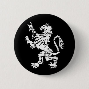 Macaron Rond 5 Cm Lion blanc effréné - bouton
