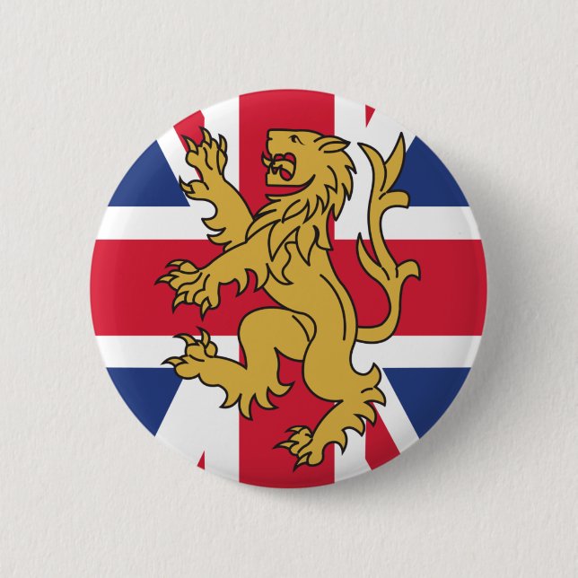 Macaron Rond 5 Cm Lion BRITANNIQUE de drapeau (Devant)