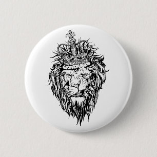 Macaron Rond 5 Cm Lion dans la couronne