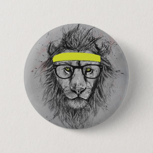 Macaron Rond 5 Cm Lion de hippie