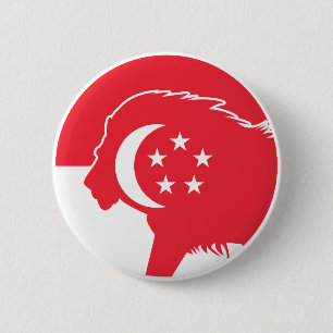 Macaron Rond 5 Cm Lion de Singapour Animal national de Singapour Dra