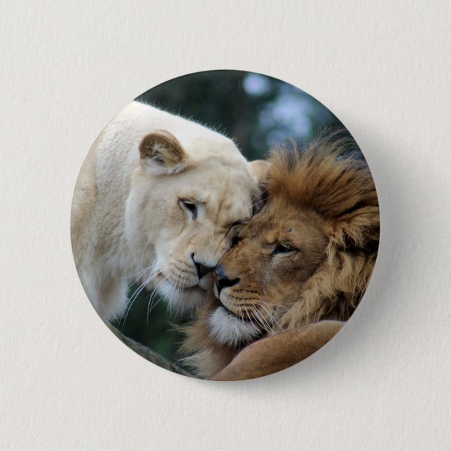 Macaron Rond 5 Cm Lion et lionne (Devant)