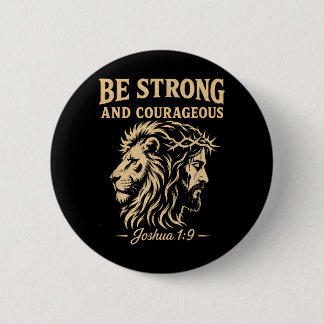 Macaron Rond 5 Cm Lion Fort Et Courageux Josué 1_9 Chrétien