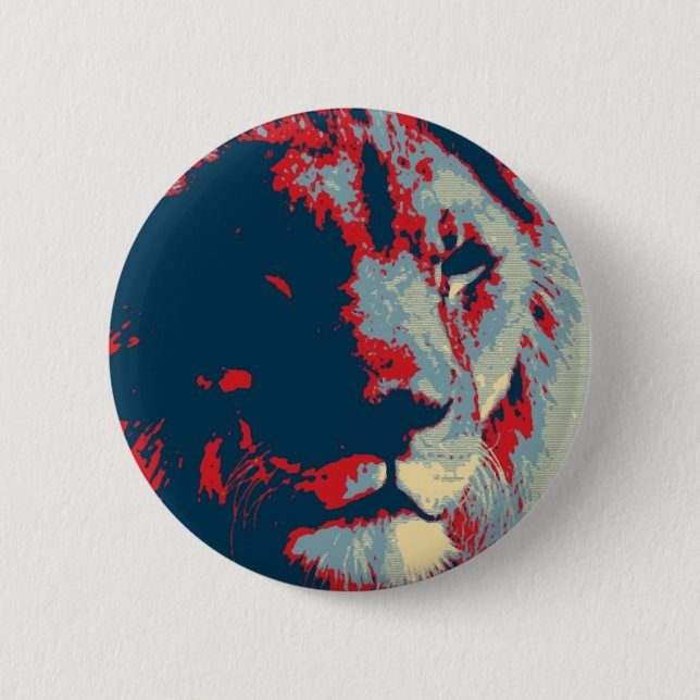 Macaron Rond 5 Cm Lion Pop Art (Devant)