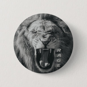 Macaron Rond 5 Cm Lion Rage noir et blanc Rocher