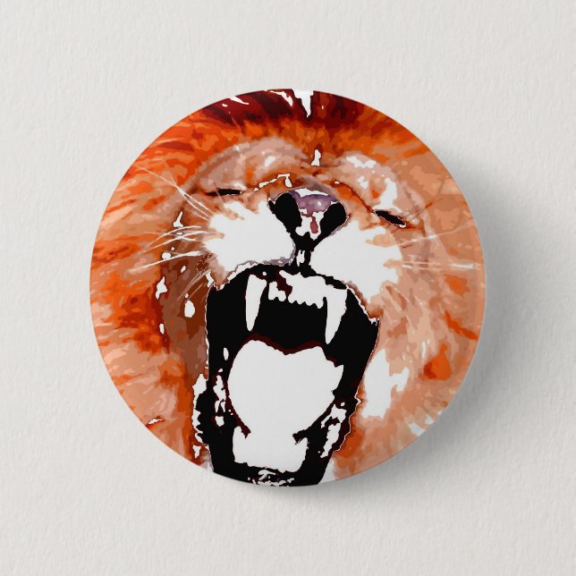 Macaron Rond 5 Cm Lion Roaring (Devant)