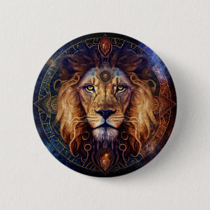 Macaron Rond 5 Cm Lion Spirit Mandala Art Visionnaire