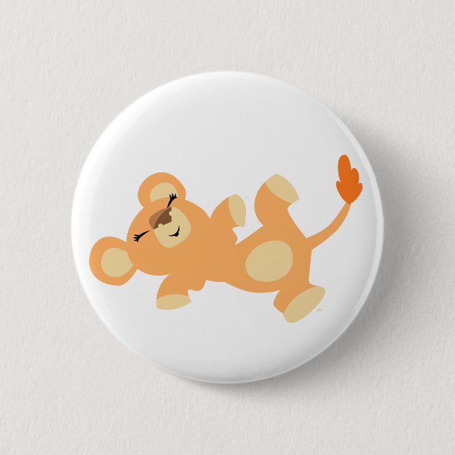 Macaron Rond 5 Cm Lioness Cartoon Cute Lazy (Devant)