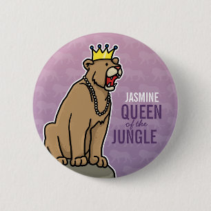 Macaron Rond 5 Cm Lioness Queen of the Jungle, ajouter le nom de l'e