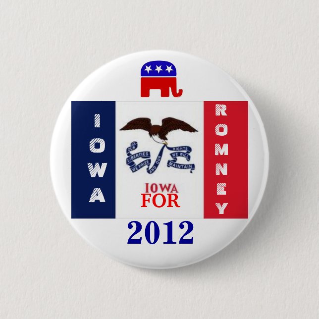 Macaron Rond 5 Cm L'Iowa pour Romney 2012 (Devant)