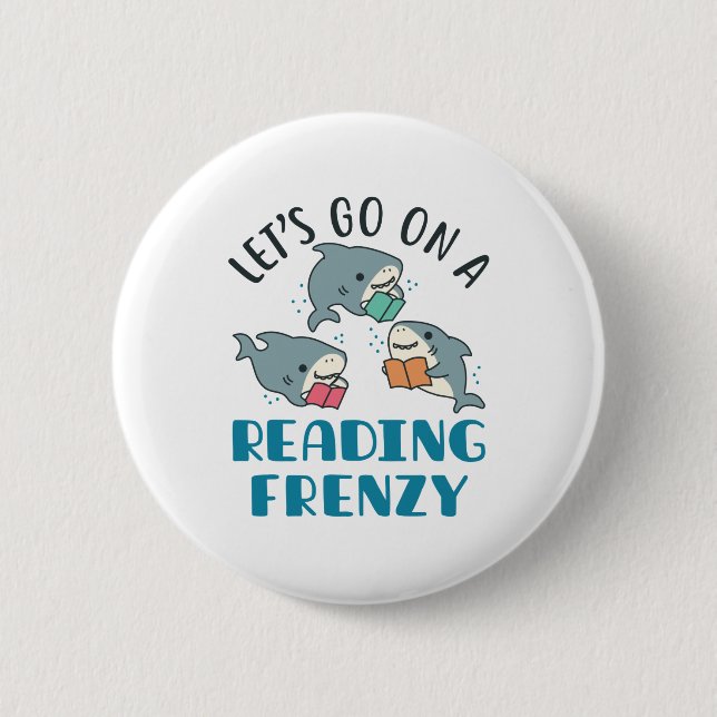 Macaron Rond 5 Cm Lire un prof français enseignant requin (Devant)
