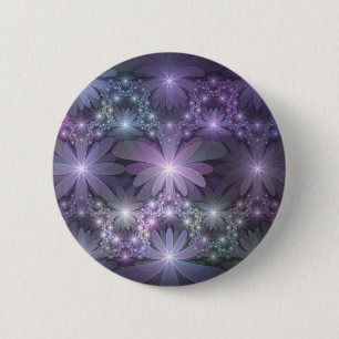 Macaron Rond 5 Cm Lit de fleurs Art Fractal Abstrait tendance brilla