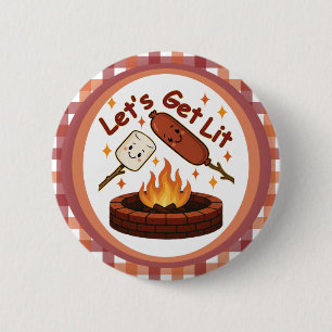 Macaron Rond 5 Cm Lit Firepit - mignon Marshmallow & Hot Dog