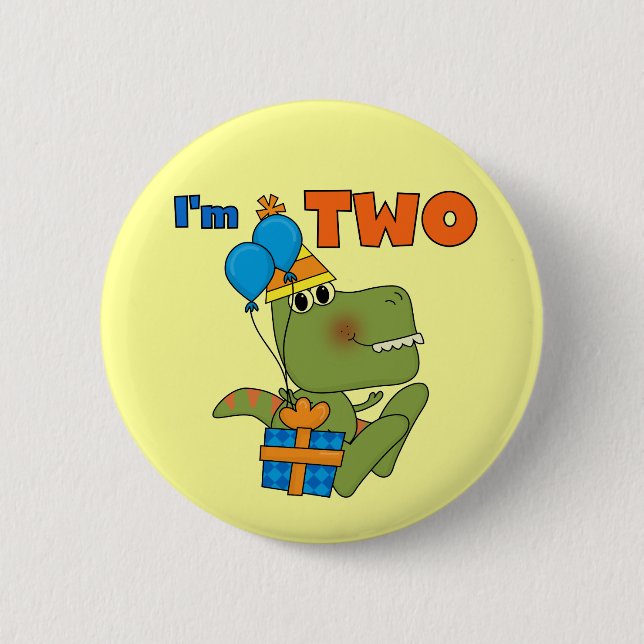 Macaron Rond 5 Cm Little Dino 2e Anniversaire Tshirts et cadeaux (Devant)