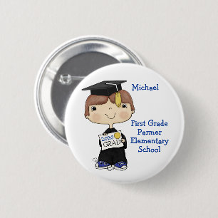 Macaron Rond 5 Cm Little Graduate Boy Brown Hair