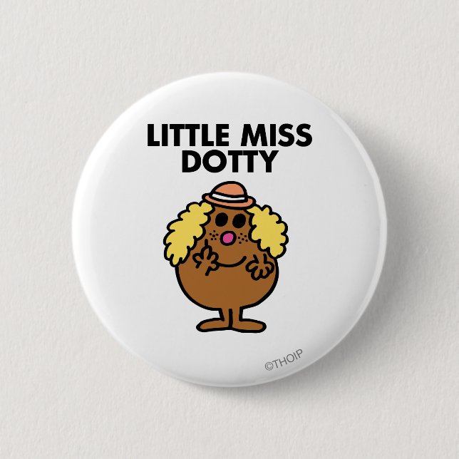 Macaron Rond 5 Cm Little Miss Dotty | Lettres noires (Devant)
