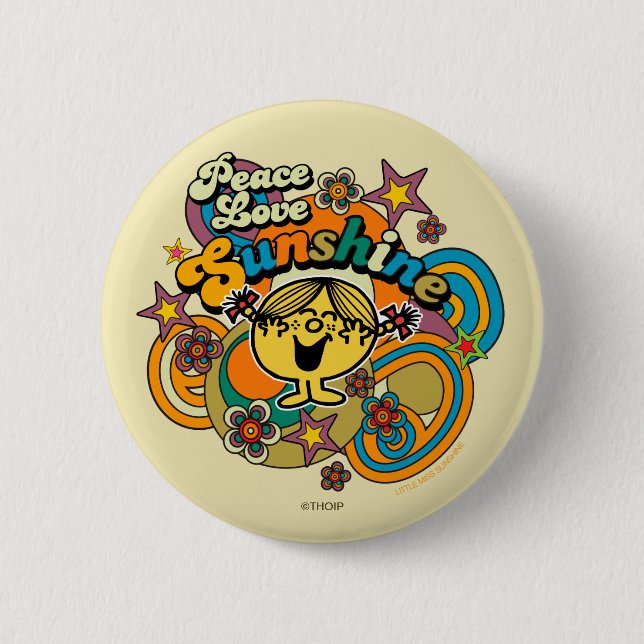 Macaron Rond 5 Cm Little Miss Sunshine Peace Love Sunshine (Devant)
