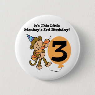 Macaron Rond 5 Cm Little Monkey 3e Anniversaire Tshirts et cadeaux