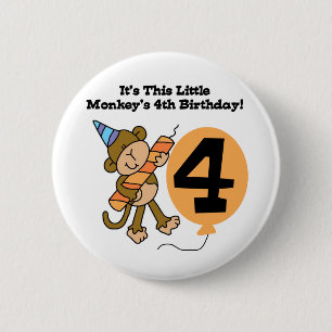 Macaron Rond 5 Cm Little Monkey 4th Birthday Tshirts et cadeaux