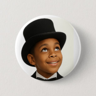 Macaron Rond 5 Cm Little Stevie Toujours en Train de Regarder Vers l