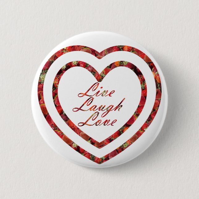 Macaron Rond 5 Cm Live Laugh Love in Hearts (Devant)