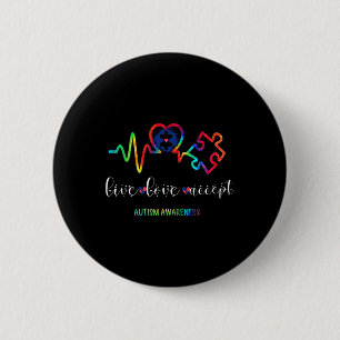 Macaron Rond 5 Cm Live Love Accepter Sensibilisation sur l'autisme 1