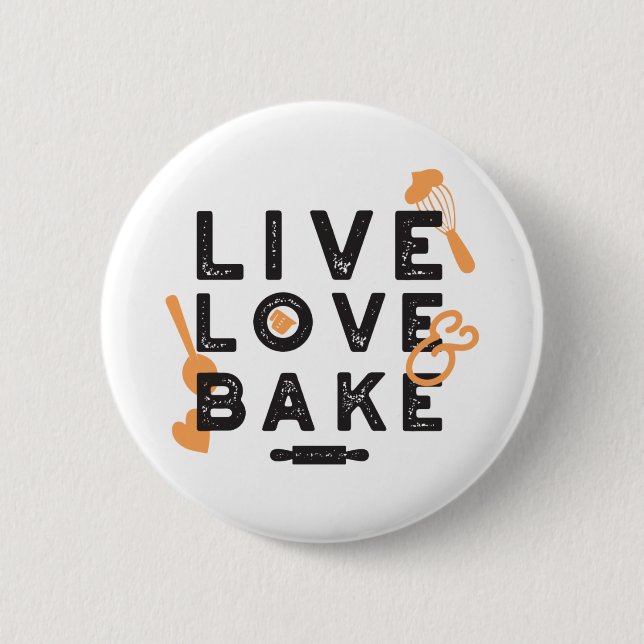 Macaron Rond 5 Cm Live Love Bake Cute Baker Life Citations I (Devant)