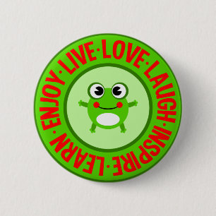 Macaron Rond 5 Cm LIVE LOVE LAUGH ... bouton