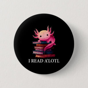 Macaron Rond 5 Cm Livre drôle d'Axolotl Bibliothécaire Amoureux de l