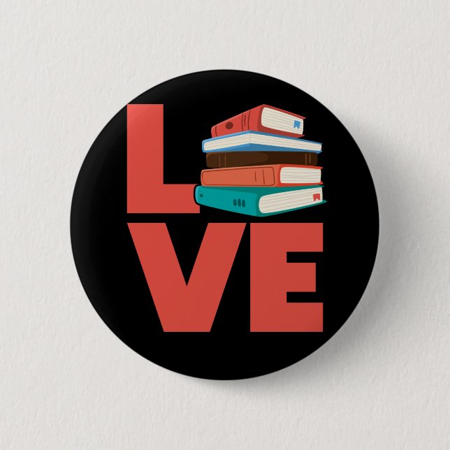 Macaron Rond 5 Cm Livre Love Bookworm (Devant)