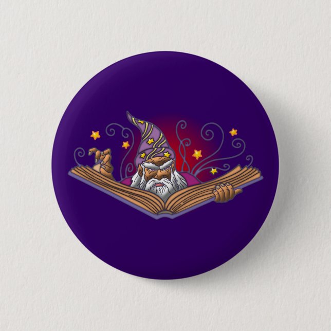 Macaron Rond 5 Cm Livre magique Grimoire wizard sorcerer warlock (Devant)