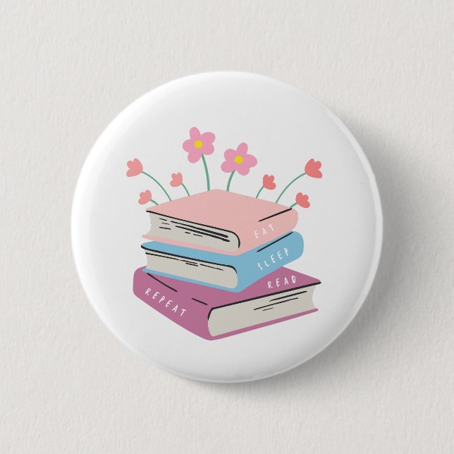 Macaron Rond 5 Cm Livre Manger Sleep Lire (Devant)