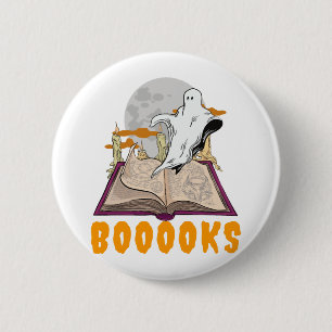 Macaron Rond 5 Cm Livres d'Halloween. Lecture fantôme halloween