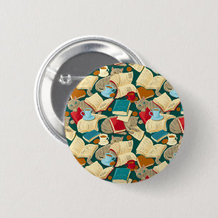 Macaron Rond 5 Cm Livres et chats