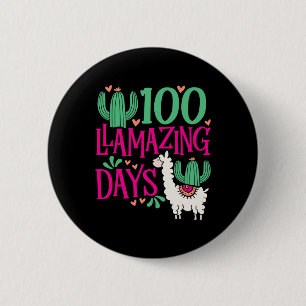 Macaron Rond 5 Cm Llama 100 Jours De Flamazing De L'École - Filles M