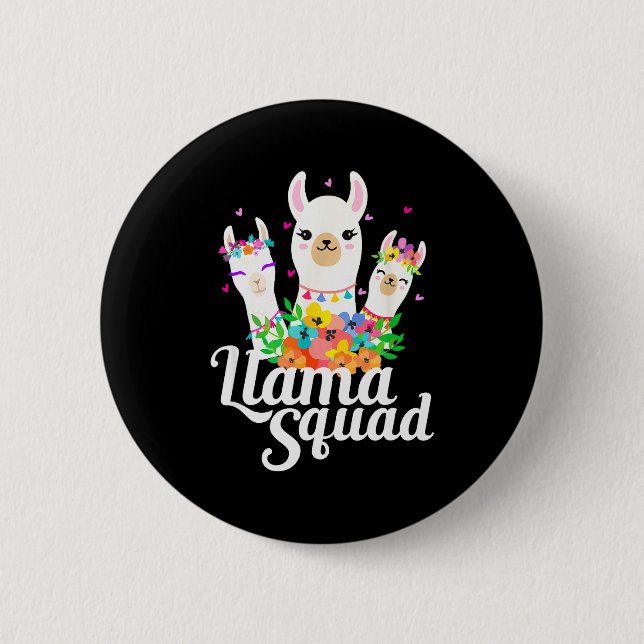 Macaron Rond 5 Cm Llama Squad Funny Cute Llama Matching  (Devant)