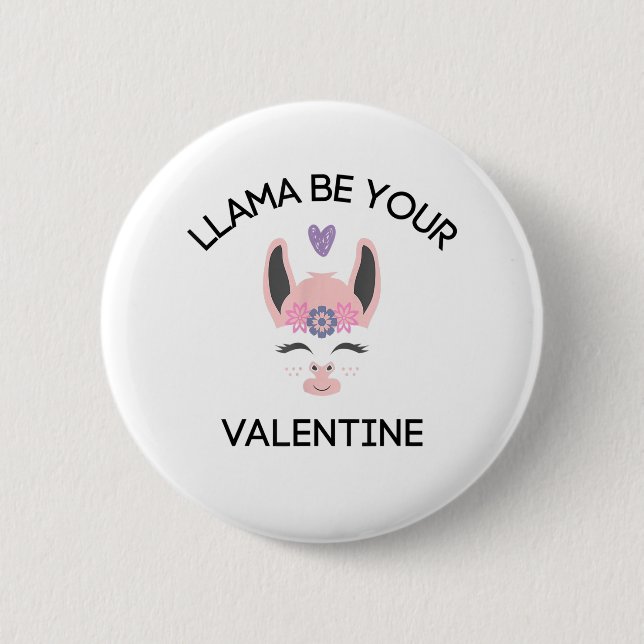 Macaron Rond 5 Cm Llama Your Valentine Lover Valentine's Day Heart A (Devant)