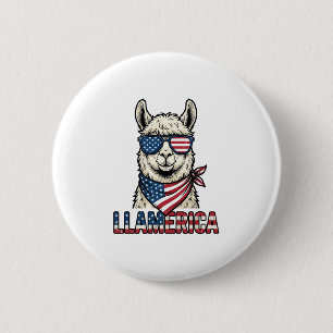 Macaron Rond 5 Cm Llamerica Lama Patriotique Design Vectoriel Vintag