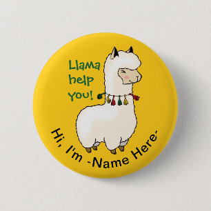 Macaron Rond 5 Cm "Llamma help you" serviable kawaii llama w name ta