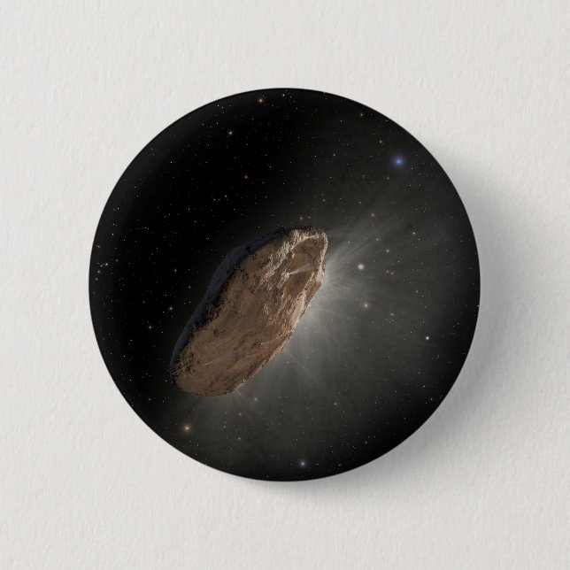 Macaron Rond 5 Cm L'objet interstellaire Wayward Oumuamua. (Devant)