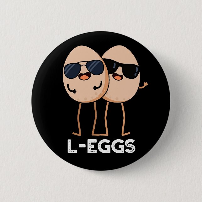 Macaron Rond 5 Cm L'oeuf Funny Egg Pun Dark BG (Devant)
