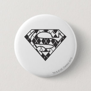 Macaron Rond 5 Cm Logo à motifs de losanges noir de Supergirl