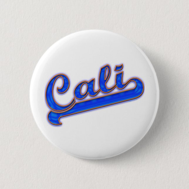 Macaron Rond 5 Cm Logo Cali Vague Bleue (Devant)