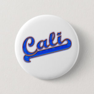 Macaron Rond 5 Cm Logo Cali Vague Bleue