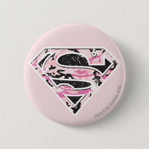 Macaron Rond 5 Cm Logo Camouflage Supergirl