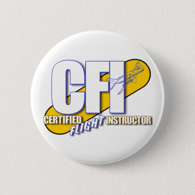 MACARON ROND 5 CM LOGO CFI - INSTRUCTEUR DE VOL CERTIFIÉ (Devant)